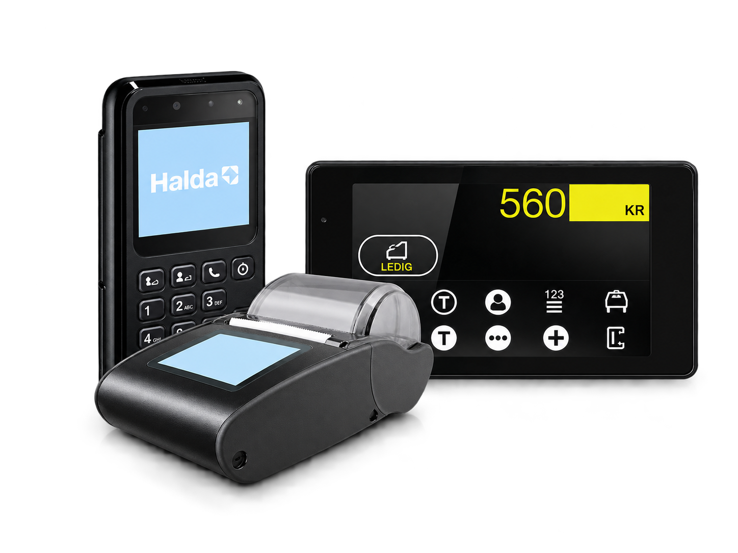 Halda M2 Touch taksameter med skriver og betalingsterminal